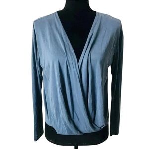 Urban Outfitters Women’s Blue Faux Wrap Long Sleeve Top Small